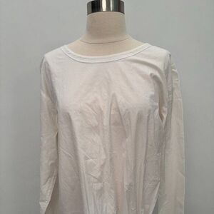 Theory Serah Long Sleeve Knotted Hem Top White, Size Large